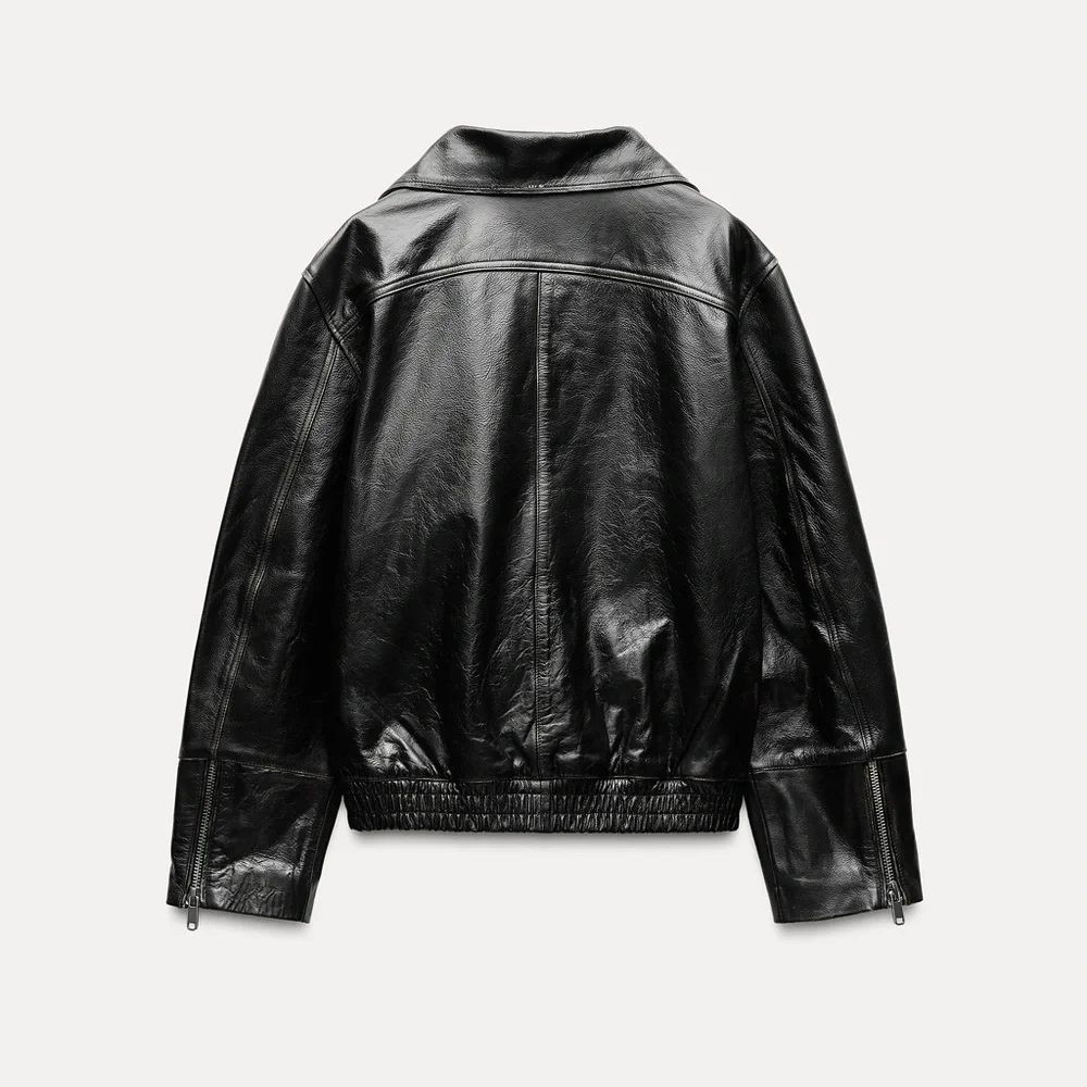 ZARA 100% LEATHER JACKET ZW COLLECTION size XS